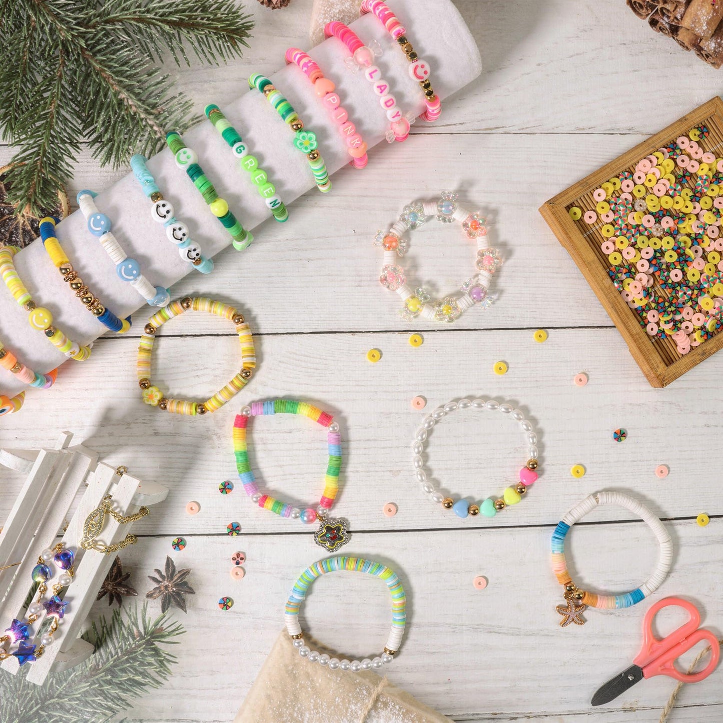 18000 Pcs Clay Beads Bracelet Making Kit 6 Boxes 96 Colors Friendship Jewelry Making kit Polymer Set with 1000 Letter Beads and 850 Charms Crafts