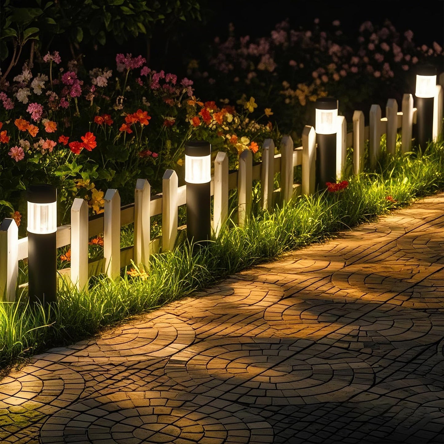 Sublume Solar Pathway Lights Outdoor, 4 Pack Large Metal Stainless Steel Solar Garden Lights, 3000K Brighter Outdoor Solar LED Lights for Yard, Path, Walkway, Driveway, Sidewalk, Landscape Lighting