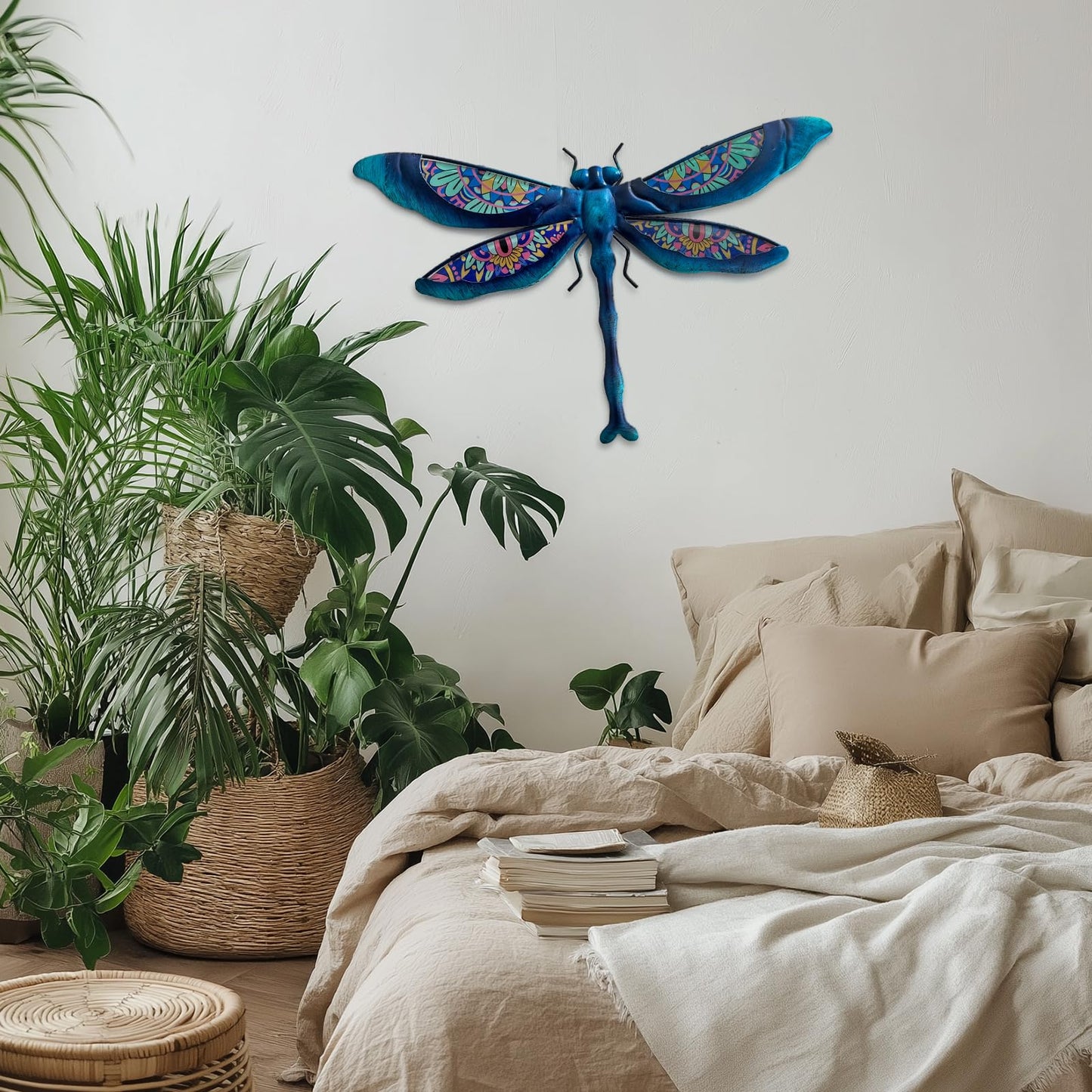 LIFFY Metal Dragonfly Wall Decor Handmade - Outdoor Metal Wall Art Decor for Patio Garden Fence Living Room, Bedroom, Dragonfly Gifts
