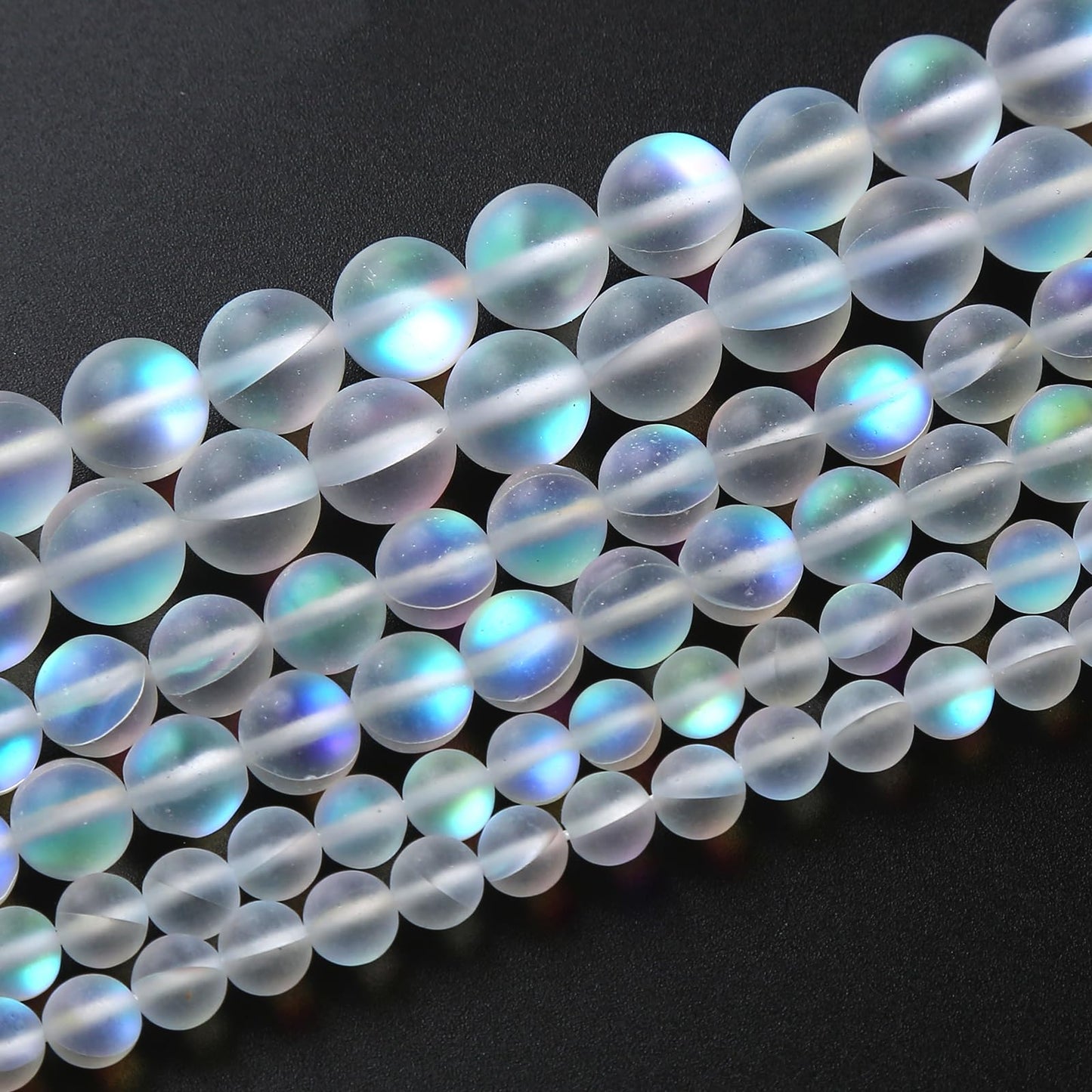 ZXYMLZI 36pcs 10mm Natural White Mystic Aura Quartz Beads Frosted Matte Moonstone Round Loose Beads For Jewelry Making DIY Bracelet Necklace 15"