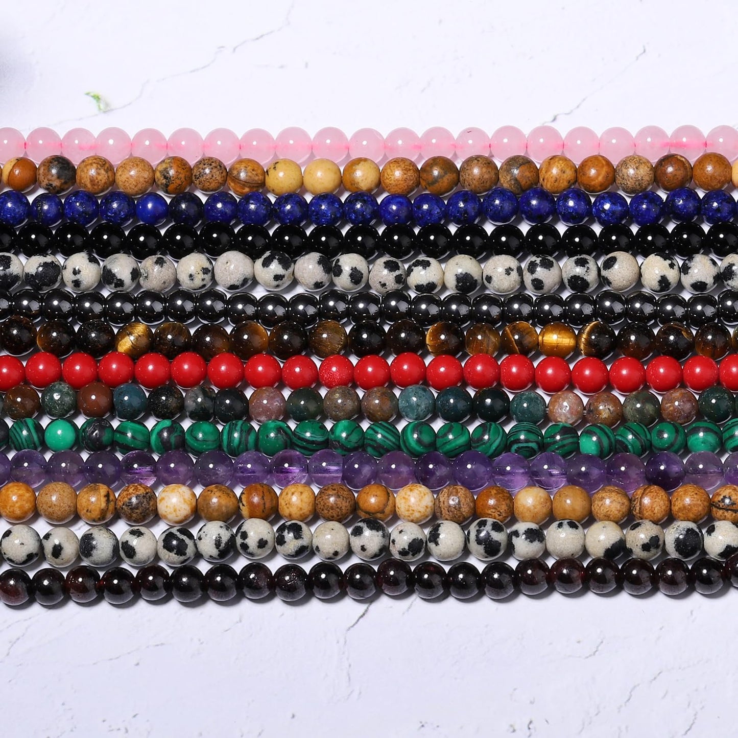 Songxi 90pcs 4mm Dalmatian Natural Round Stone Beads for Jewelry Making, Smooth Loose Small Gemstone Beads for Bracelets Necklace, Chakra Stones with Energy Power