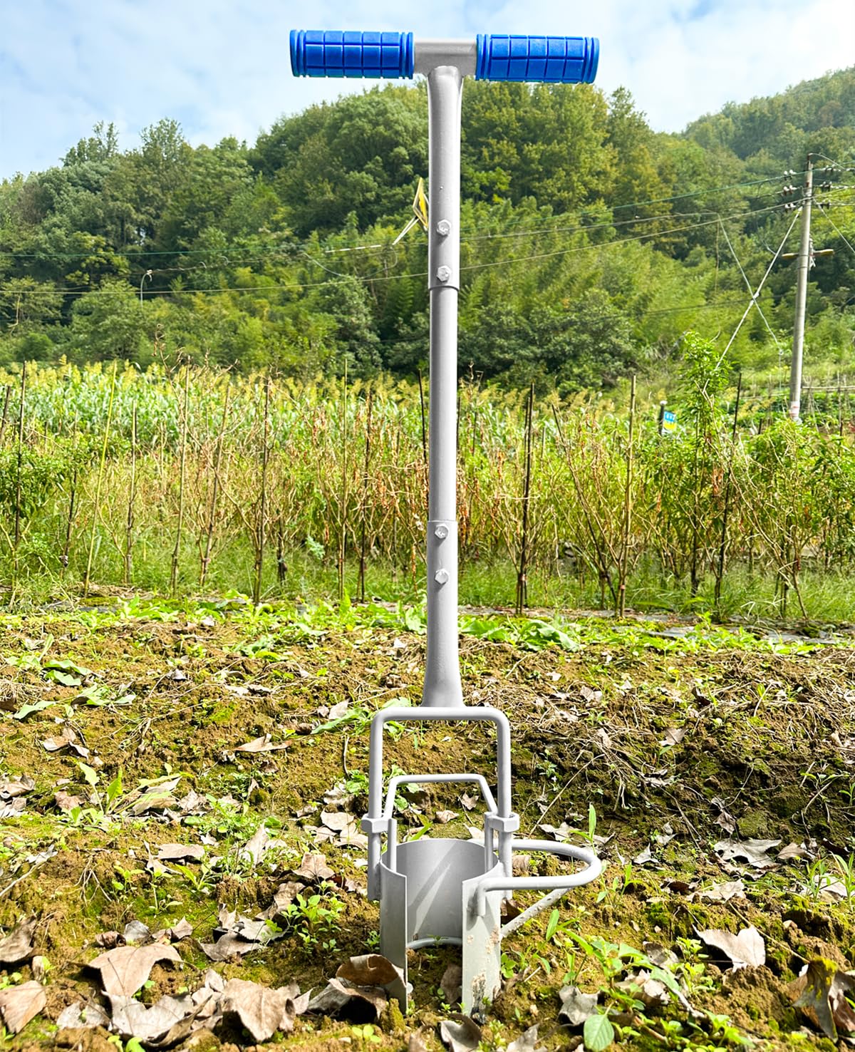 Updated Bulb Planter Long Handle for Digging, 5-in-1 Lawn and Garden Tool,sod Plugger Tool,Weeding,Soil Sampler, Transplanting,Sod Plugger Bulb Transplanting （Height Adjustable ）