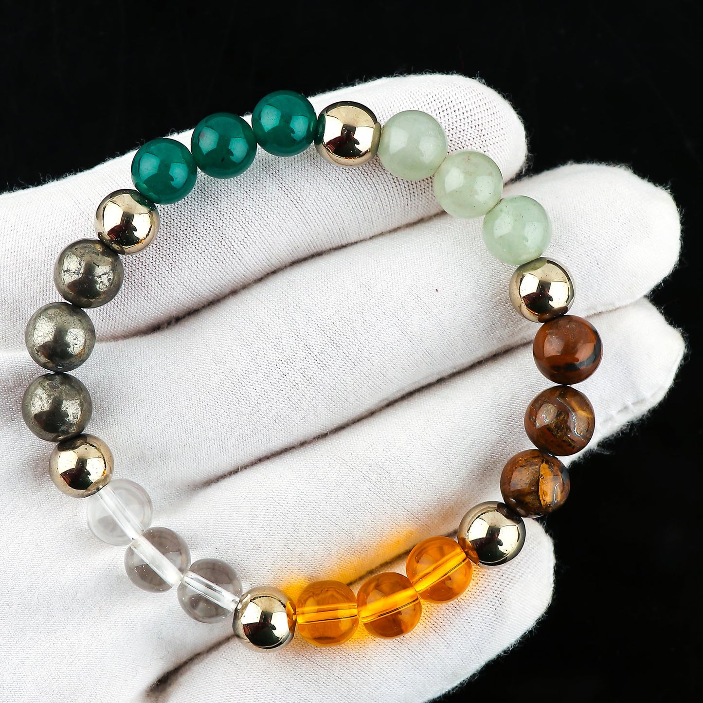 CRYSTALIS Wealth Bracelet, Mix Gemstone Crystals Bracelet for Boosting Money and Good Luck - 8mm Beaded Bracelet for Women Men Unisex - Elastic Adjustable Size