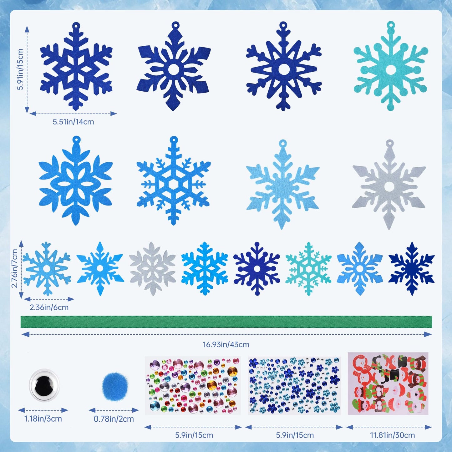Ruicnte 24 Sets Christmas Craft Art Kits for Kids,DIY Winter Snowflake Crafts with Penguin Snowman Santa Sticker for Christmas Tree Ornaments Decoration for Home Classroom Activities Favors