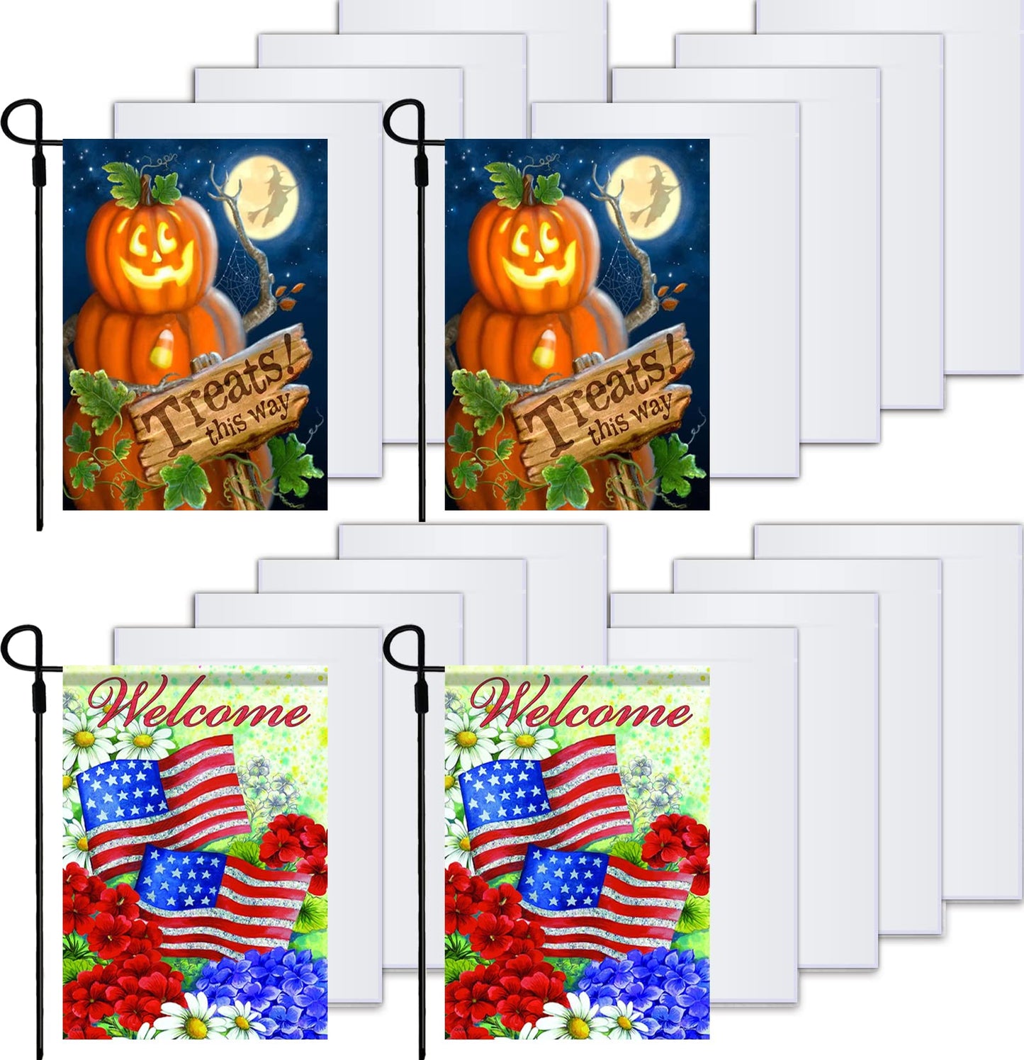 Sublimation Blanks Garden Flags Set of 20, DIY Lawn Garden Flag Polyester Banners 12 x 18 Inches Yard Flags for Heat Press, Indoor Outdoor Garden Decoration