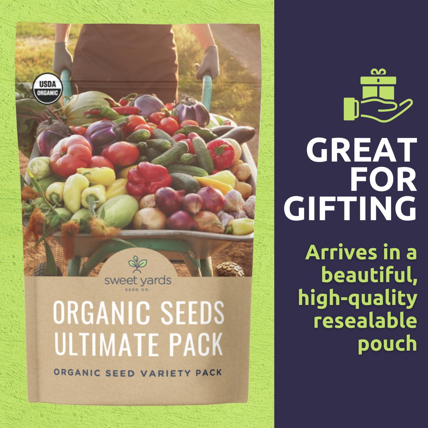 Organic Seeds Ultimate Variety Pack - 60 Individual Packs - 2026 Season - Genovese Basil, Nantes Carrot, Roquette Arugula and More! for Indoor & Outdoor Planting (Non-GMO, Certified Organic)