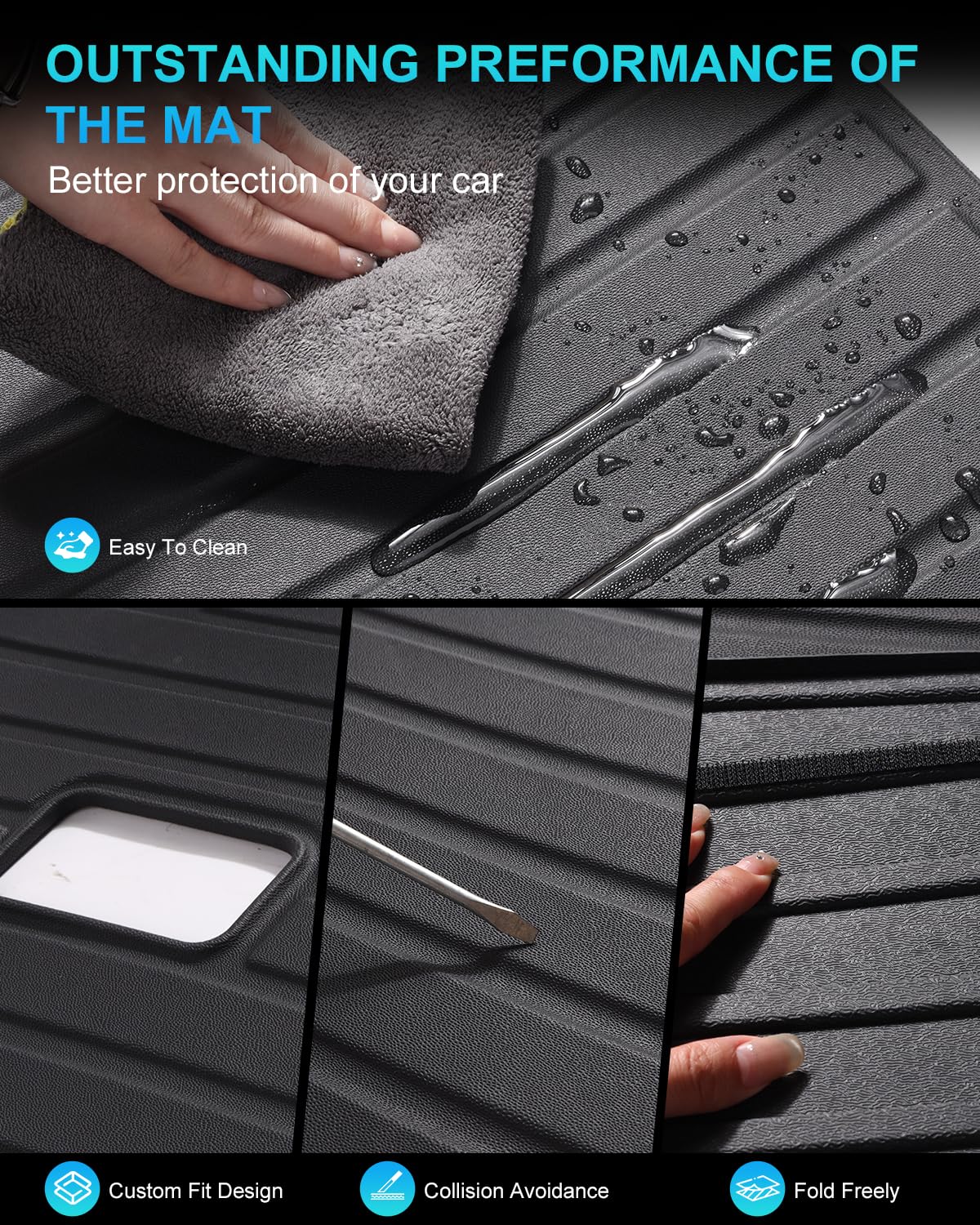 Wekar Cargo Mat Compatible with Tesla Model Y Juniper 2025-2026 5 Seat, Heavy-Duty TPE Trunk Liner Rear Seat Back Protector Model Y Accessories Custom Fit Trunk Mat- 6PCS