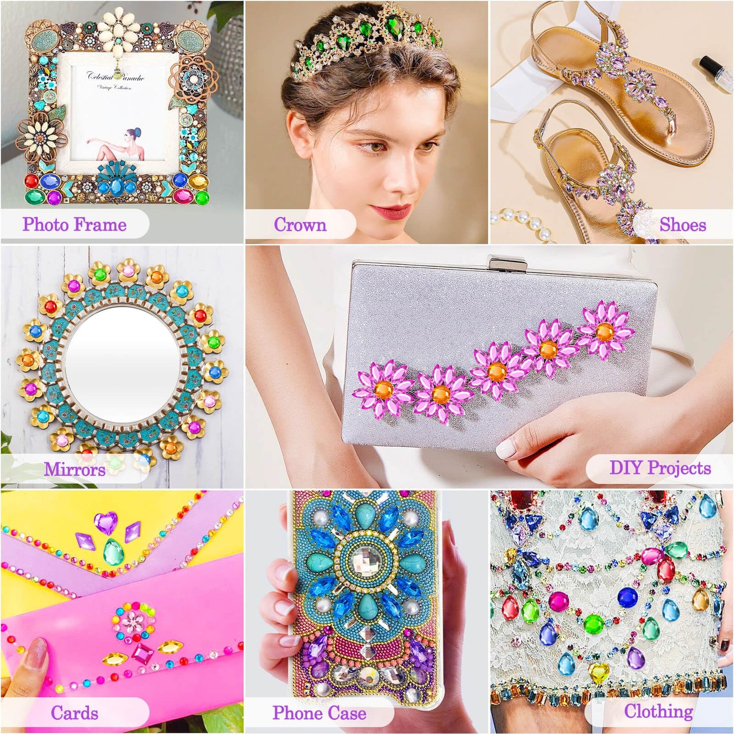 anezus 400Pcs Jewels for Bedazzling with 2 Pack B7000 Jewelry Glue, Flat Back Craft Gems Rhinestones for Clothing, Sequins Rhinestones Gemstones for Fabric, Craft, Decoration