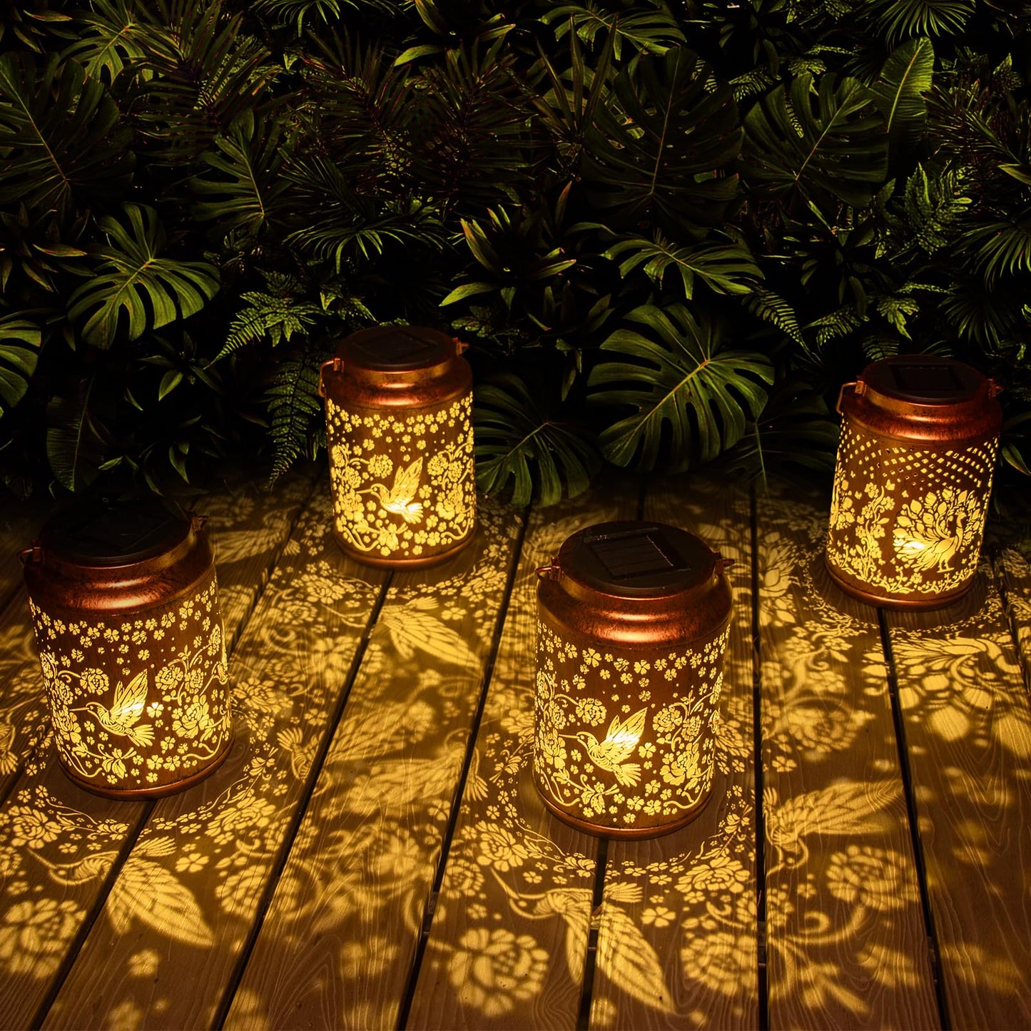 YISITEONE Hummingbird Outdoor Solar Lanterns, Garden Waterproof Metal Hanging Decor Lights for Patio Yard Pathway Lawn Front Porch, Birthday Gardening Gifts for Women Mom Grandma