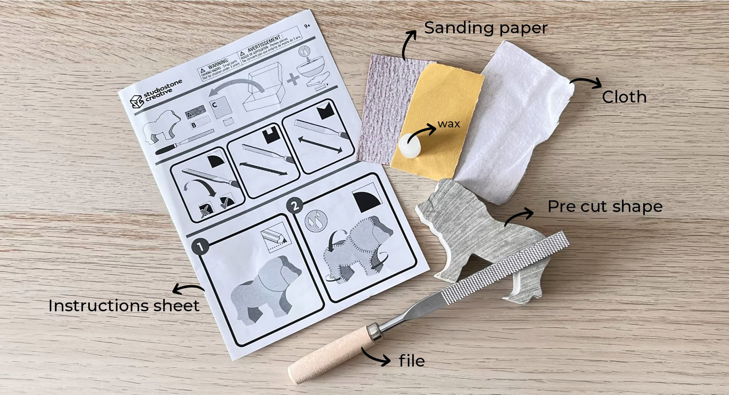 STUDIOSTONE CREATIVE DIY Arts & Crafts Carving Kit Kids Adults Wolf Sculpture Soapstone