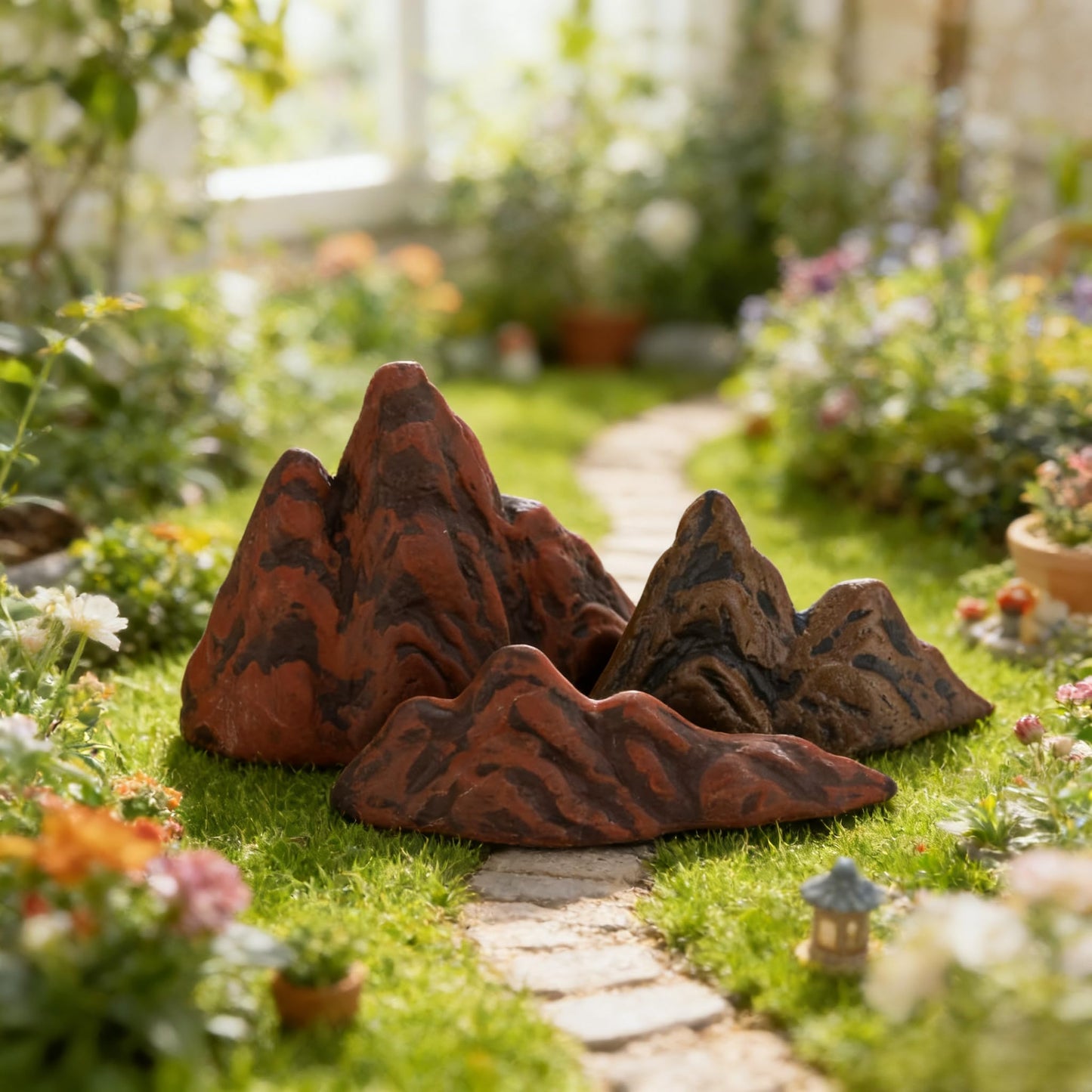 TUESMEILL Miniature Mountain Landscape, Aquarium Mountain Diorama Kit, Mini Mountain Figurine for DIY Craft Fish Tank Landscape Decorations Garden Ornament, Pack of 3