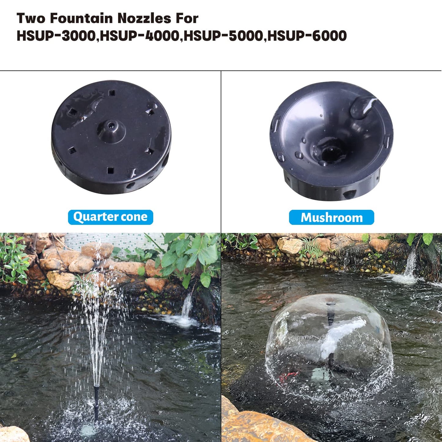 WaterRebirth (HSUP3000F) Submersible Water Pump With Fountain Jets - Pond Pump - Submersible Pump - Water Fountain Pump - Aquarium Pump