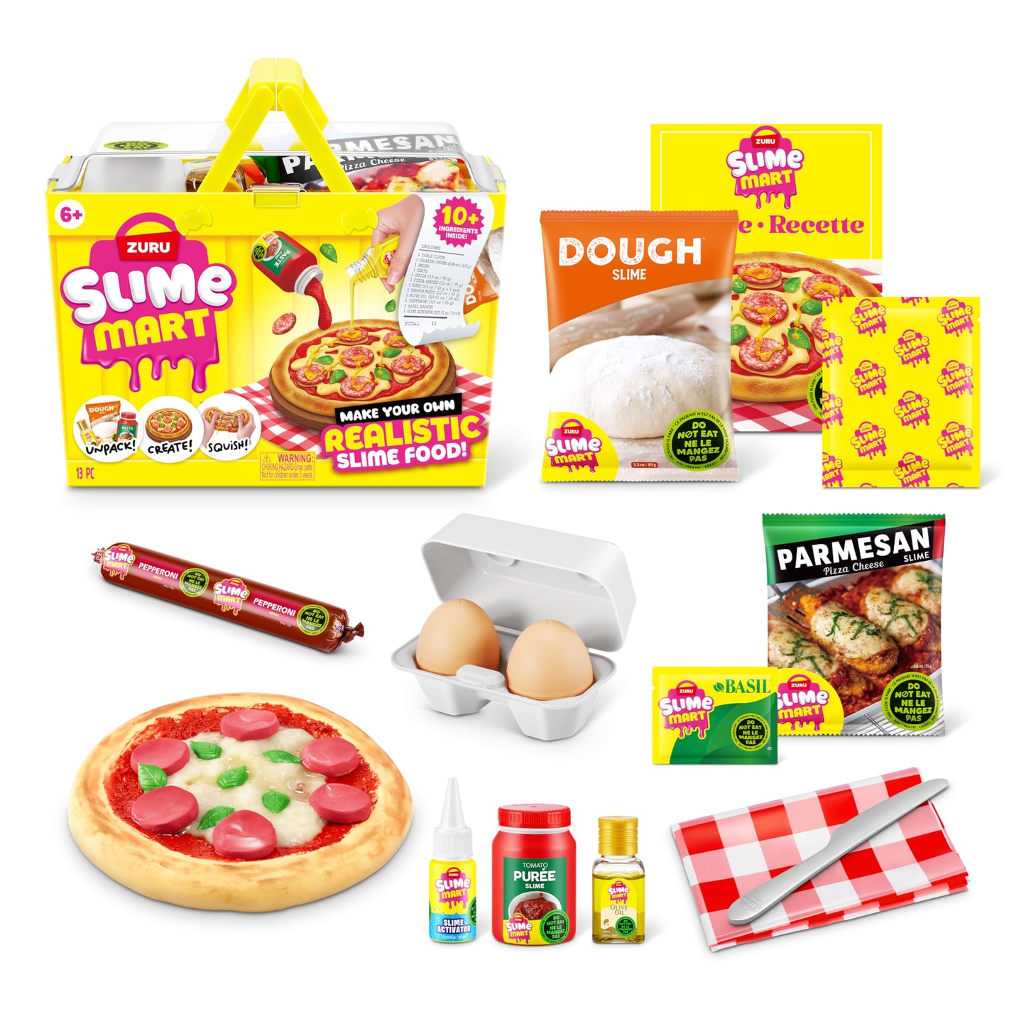 Slime Mart Small Basket by ZURU, Toy, Arts & Crafts for Kids and Kidults, Soft Slime Making Kit - Slime Kit for Girls Ages 6-10 - Fun Gift Idea for Boys Girls - Fidget Toys - Sensory Toys (Pizza)