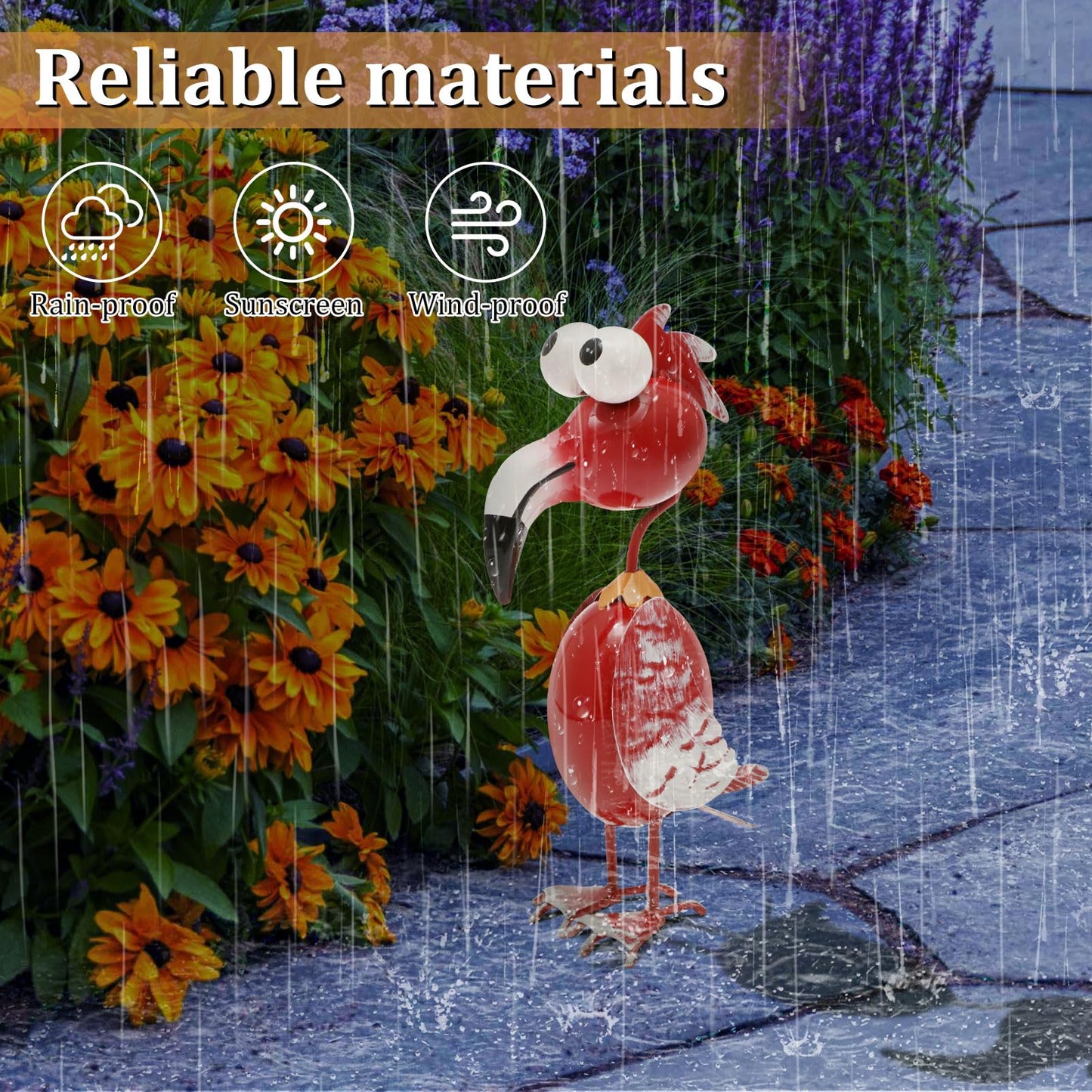 bigjvbfv Metal Decor Yard Art, Cute Outside Garden Decoration for Home, Rust Resistant Weatherproof Outdoor Garden Statues for Patio, Lawn, Multi Scene Ornamentation (Red)