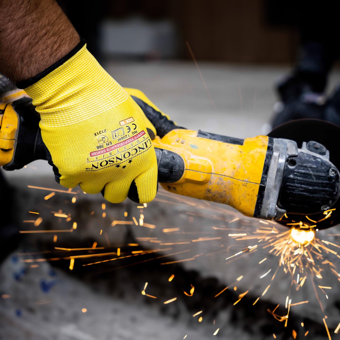 linconson 12 Pack Safety Performance Series Construction Mechanics Wrinkle Latex Work Gloves