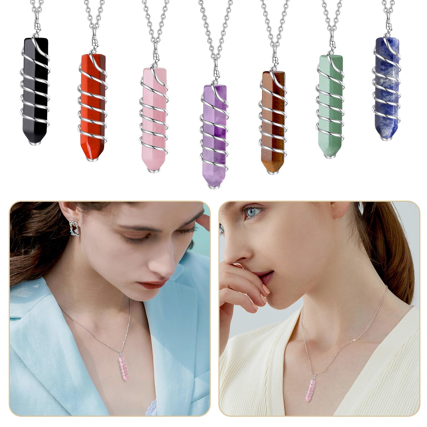 QINJIEJIE Rose Quartz 20 PCS Healing Crystals Stones Sets Wands Bulk Natural Pocket Crystal Towers Assorted Pointed Reiki Gemstones Polished Energy Meditation Chakra Gifts for Women Men