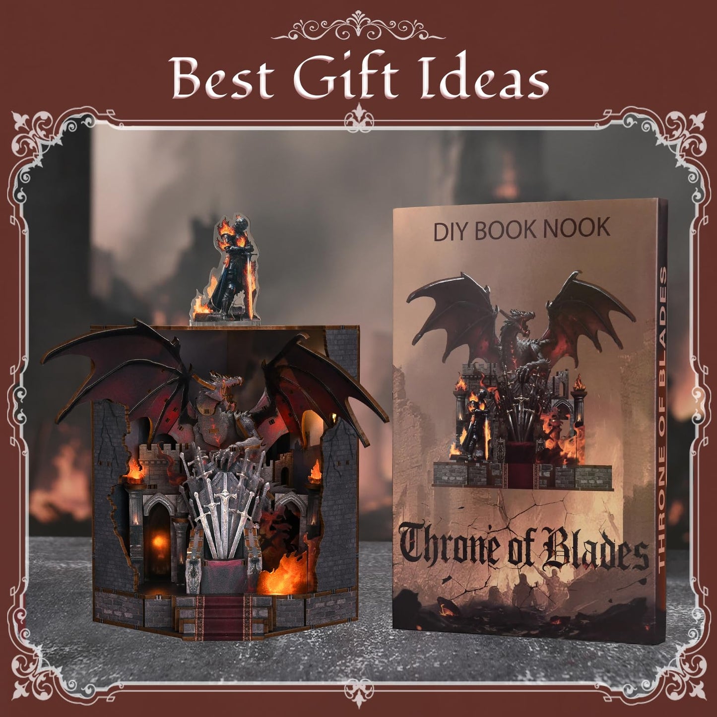 CCCDF Book Nook Kit - DIY Miniature House Dollhouse Kit for Beginners, Adults and Teens, Booknook Tiny House Bookshelf Decor, Gifts for Family, Friends (Throne of Blades)