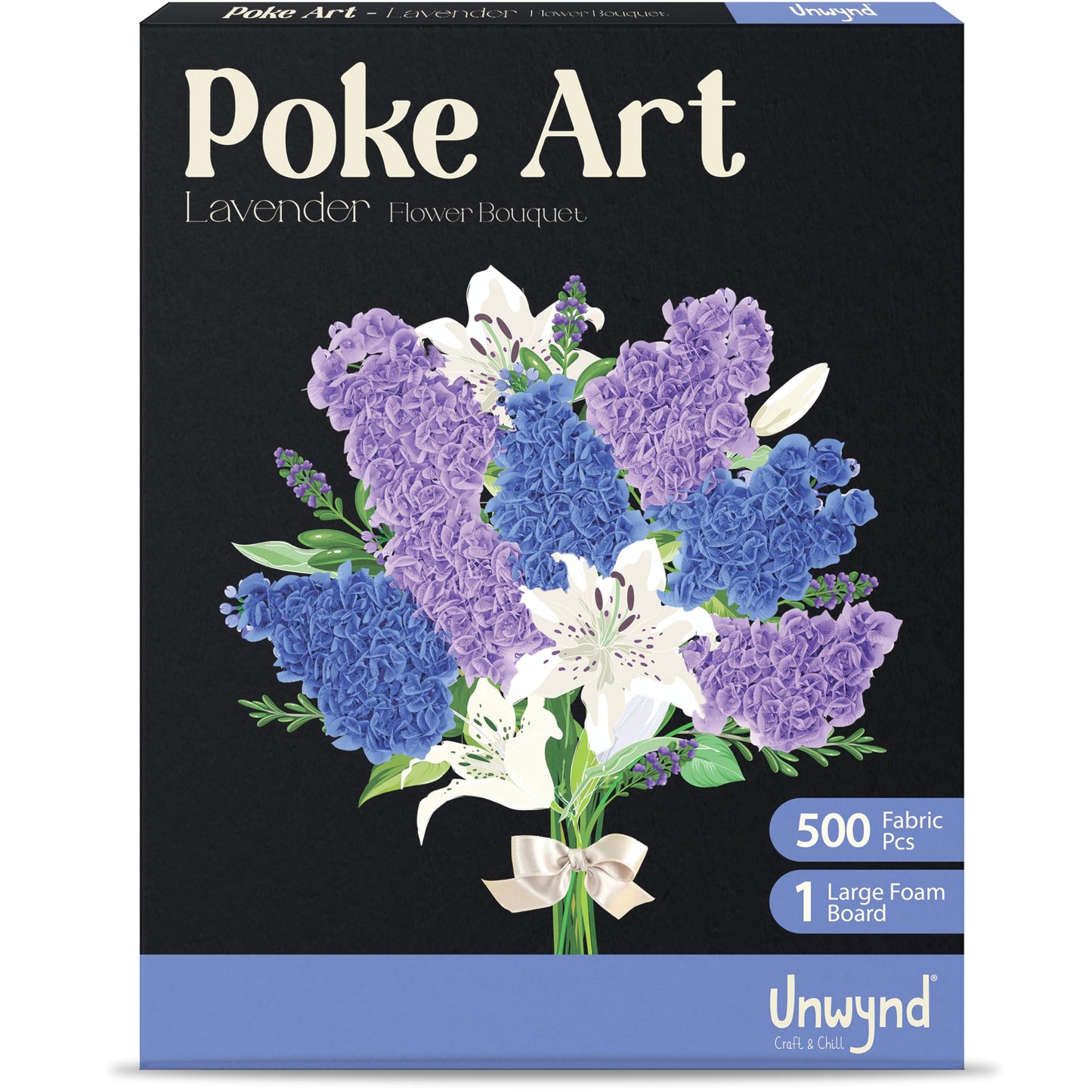 Unwynd Poke Art Lavender Flower Bouquet | Mess-Free Arts and Crafts for Adults | Teen Craft Kits, Mother's Day Flowers Gift | Gifts for Mother, Women and Men