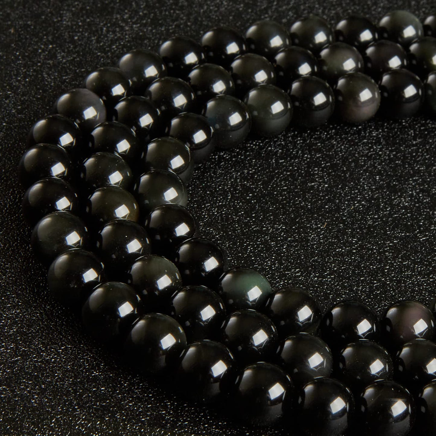 45pcs 8mm Natural Black Obsidian Beads Gemstone Beads Round Loose Beads for Jewelry Making