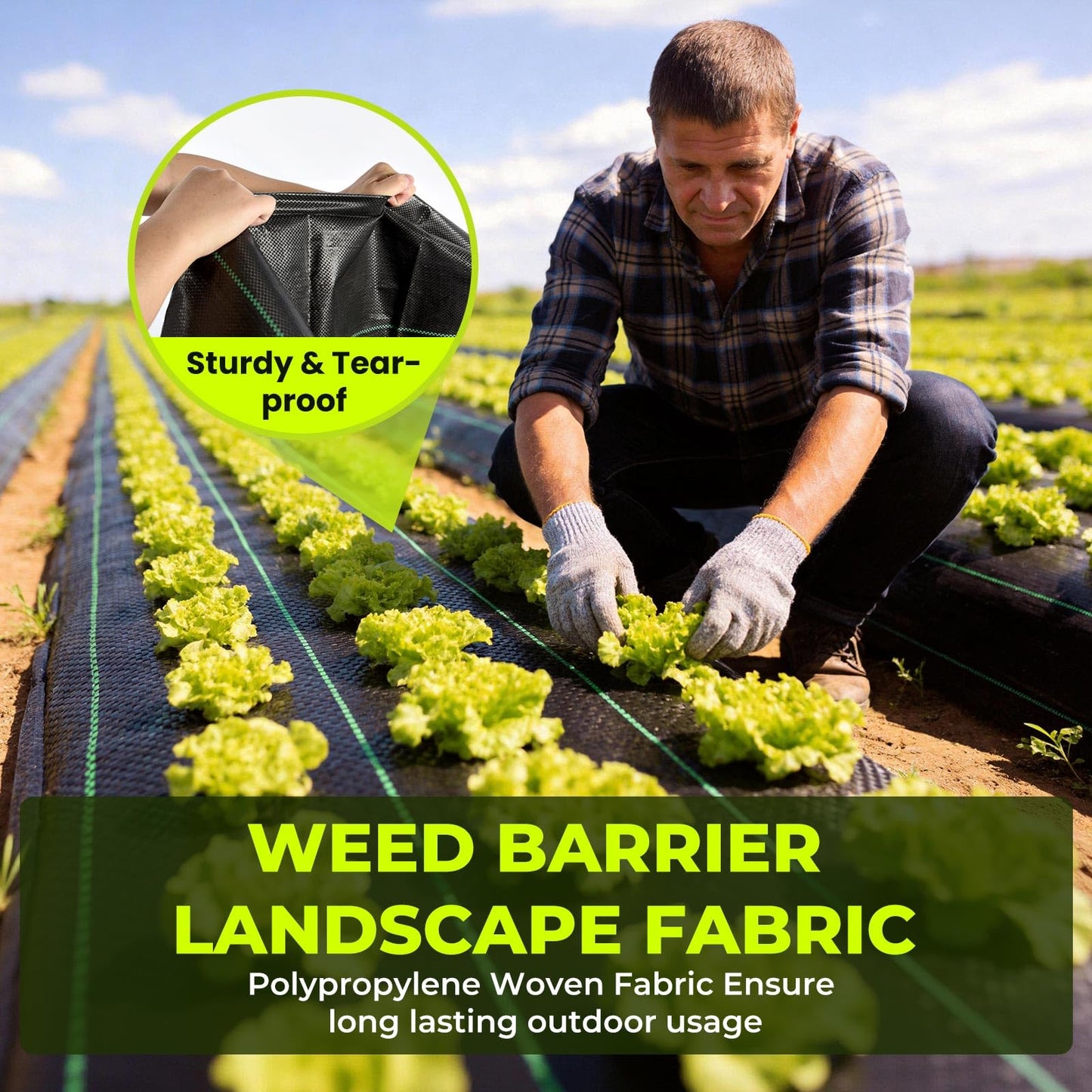 PALATALA 4ft x 300ft Weed Barrier Landscape Fabric, 3.2oz Heavy Duty Woven Geotextile Fabric, Block Gardening Mat Ground Cover, Weed Control Garden Cloth for Gardening Ground, Landscaping, Driveway