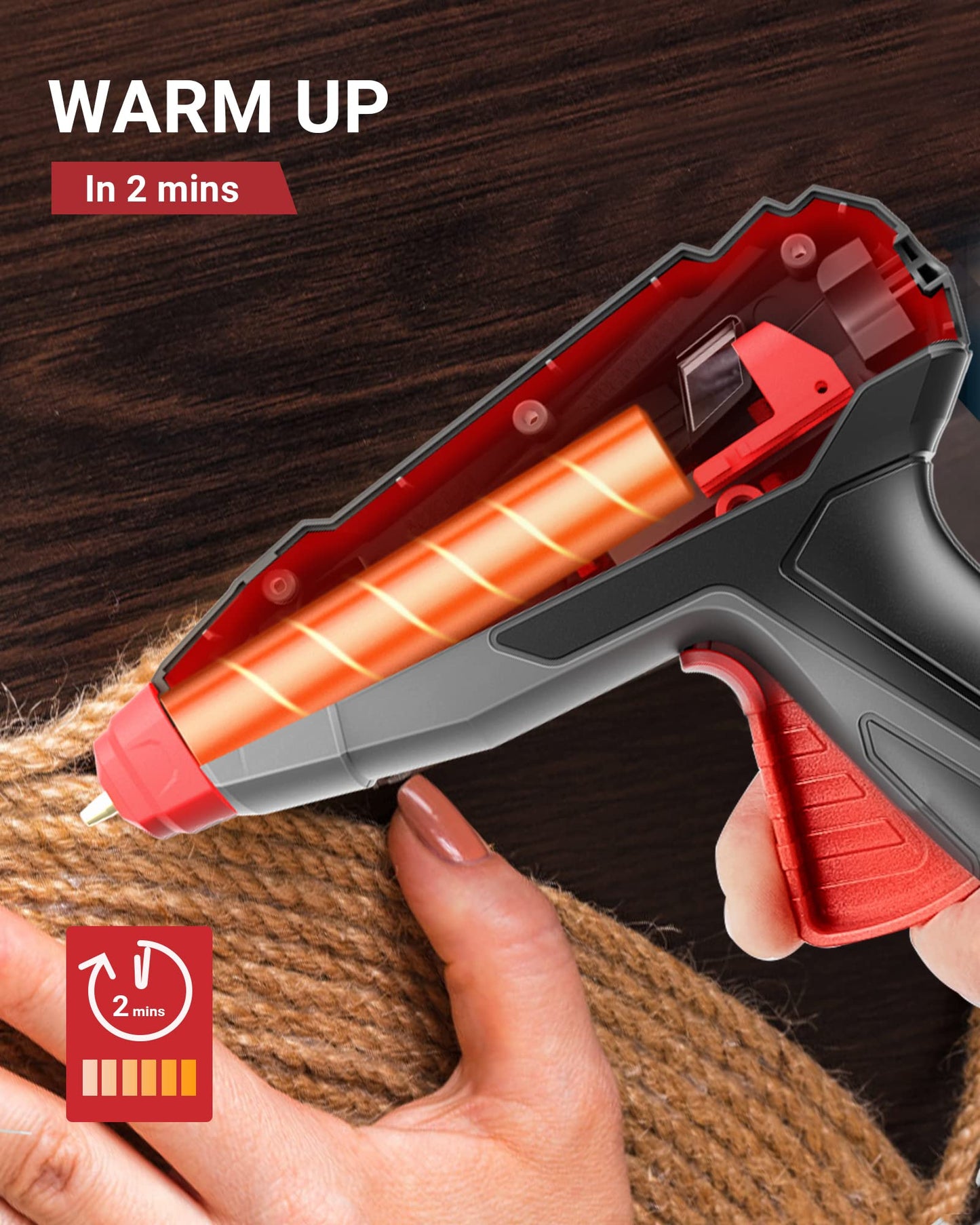 Avhrit Cordless Hot Glue Gun, Fast Preheating Glue Gun Kit with 20 Pcs Glue Sticks, Rechargeable Glue Gun with Built-in Battery, Auto Shut-off Glue Gun for Christmas Crafts, Repairs and DIY