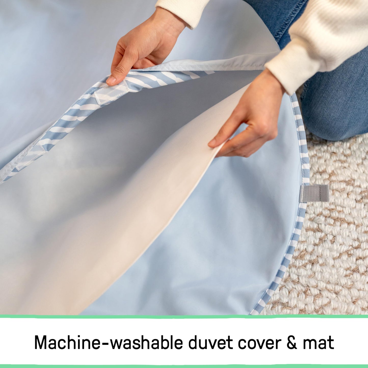 Ingenuity Cozy Spot Reversible Duvet Baby Play Gym & Play Mat with Wooden Toy bar - Elephant March (Neutral Safari), Newborn and up