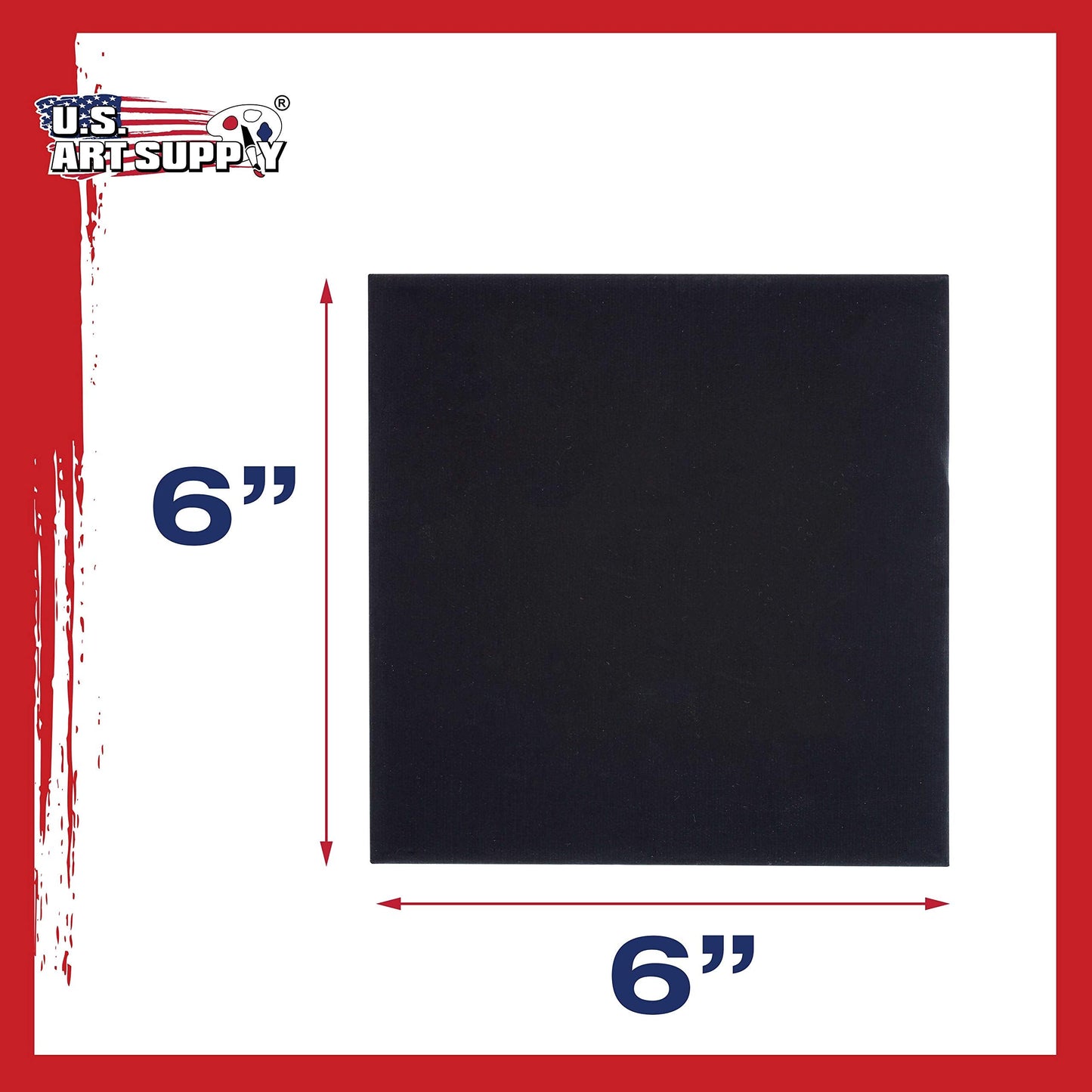 U.S. Art Supply 6 X 6 Inch Black Art Canvas Board Panels 6 Pack - 8 Ounce Heavyweight Cotton Acid Free Canvases for Painting Acrylics and Watercolor (1 Case of 6 Single Canvas Painting Panels)