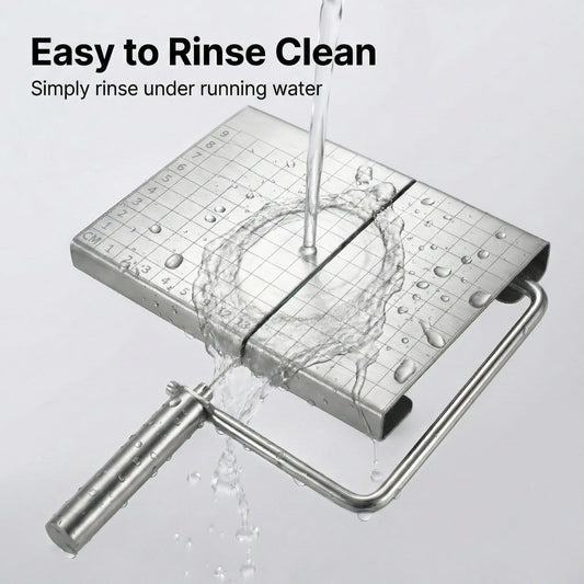 Cheese Slicer Board with Wire, Stainless Steel Cheese Cutter with Measuring Grid, Adjustable Thickness for Cheese & Butter, Includes 5 Replacement Wires