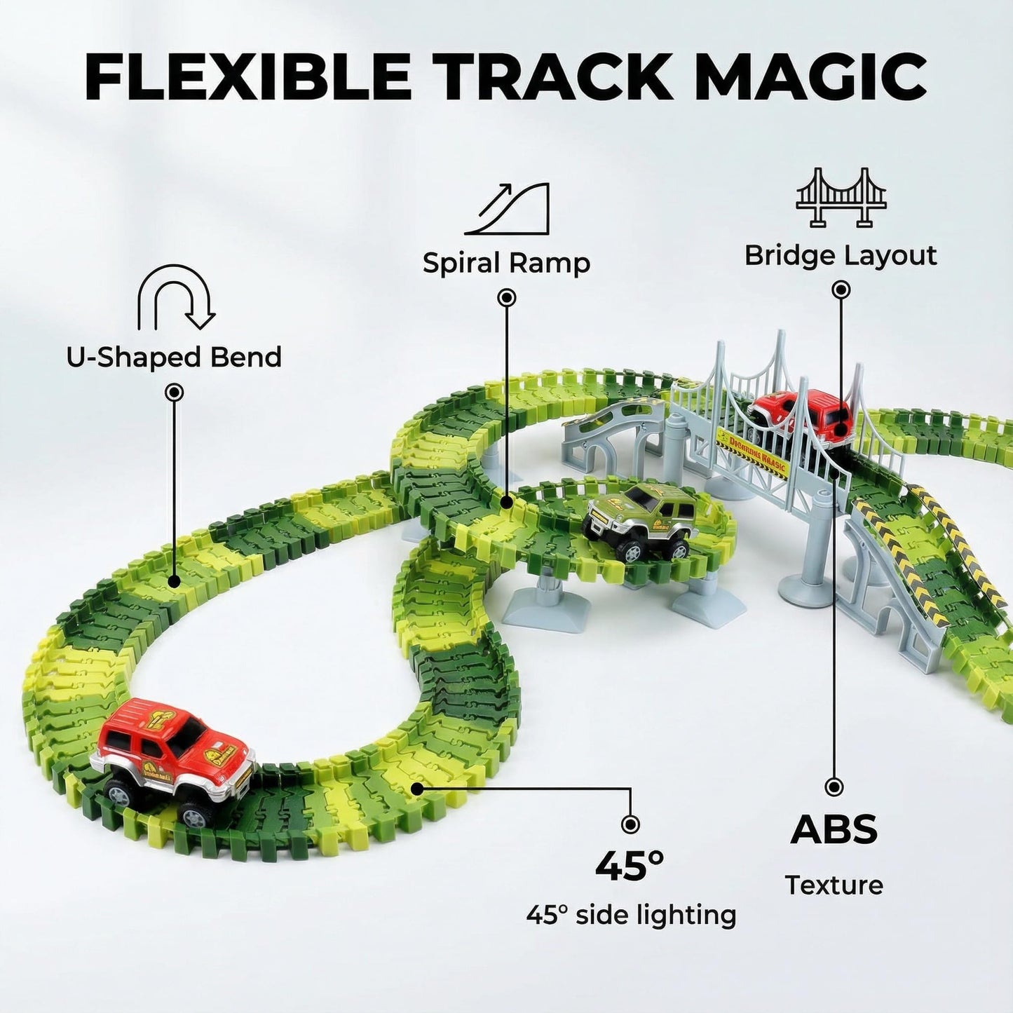 AUUGUU Dinosaur Toys - Create A Dino World with Flexible Race Track, Birthday Gift for Kids Ages 3+, Toys for 3 4 5 Year Old Boys