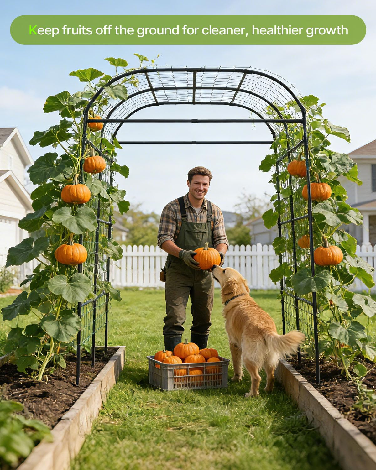 Suteck 7.5FT Tall Garden Arch Trellis – Metal Garden Arch for Climbing Plants, Easy Assembly Outdoor Trellis for Vines & Flowers, Home Gardeners