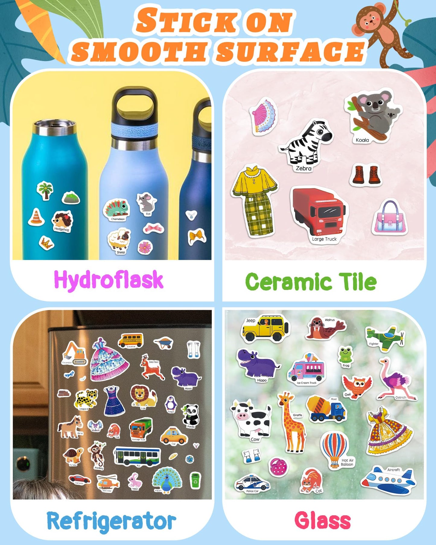 Benresive Reusable Sticker Book for Toddlers & Stickers for Kids, Toddler Travel Toys, Craft Activities, Boys & Girls Birthday Gifts