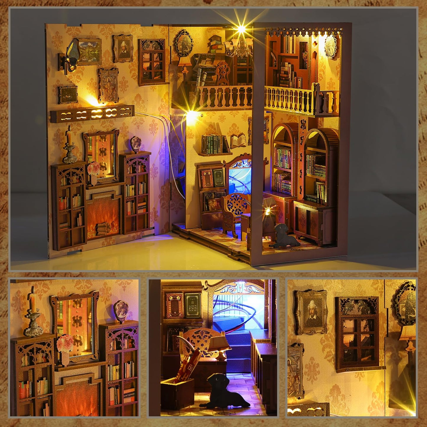 Timeless Bookshop Book Nook Kit with Silicon Liquid Glue - DIY Miniature House Kit for Adults, Teens and Beginners, Dollhouse Booknook Library Tiny House Bookshelf Decor 3D Wooden Puzzle