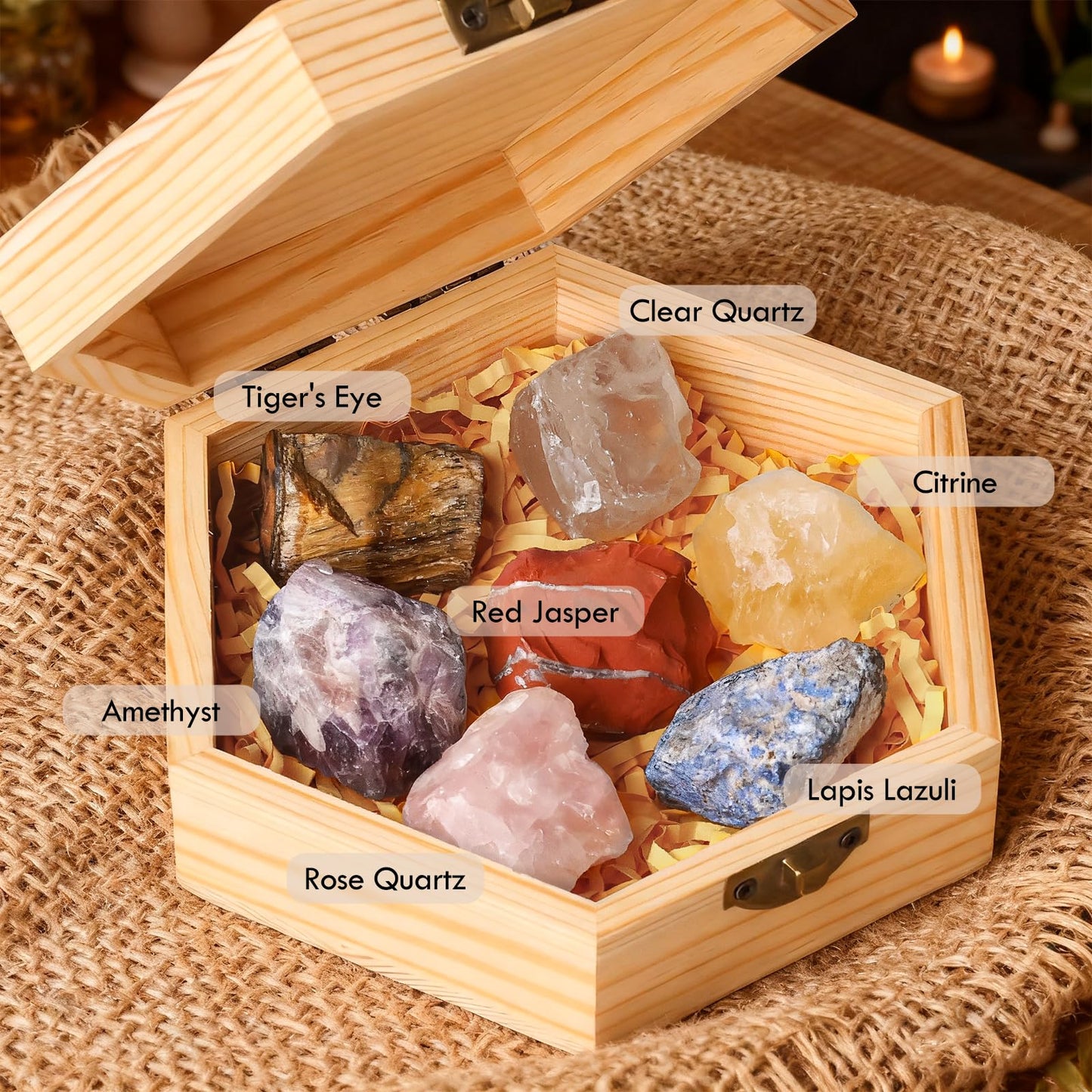 7Pcs Crystals and Healing Stones, Real Healing Crystals, Raw Crystals, Rose Quartz, Amethyst, Citrine, Quartz