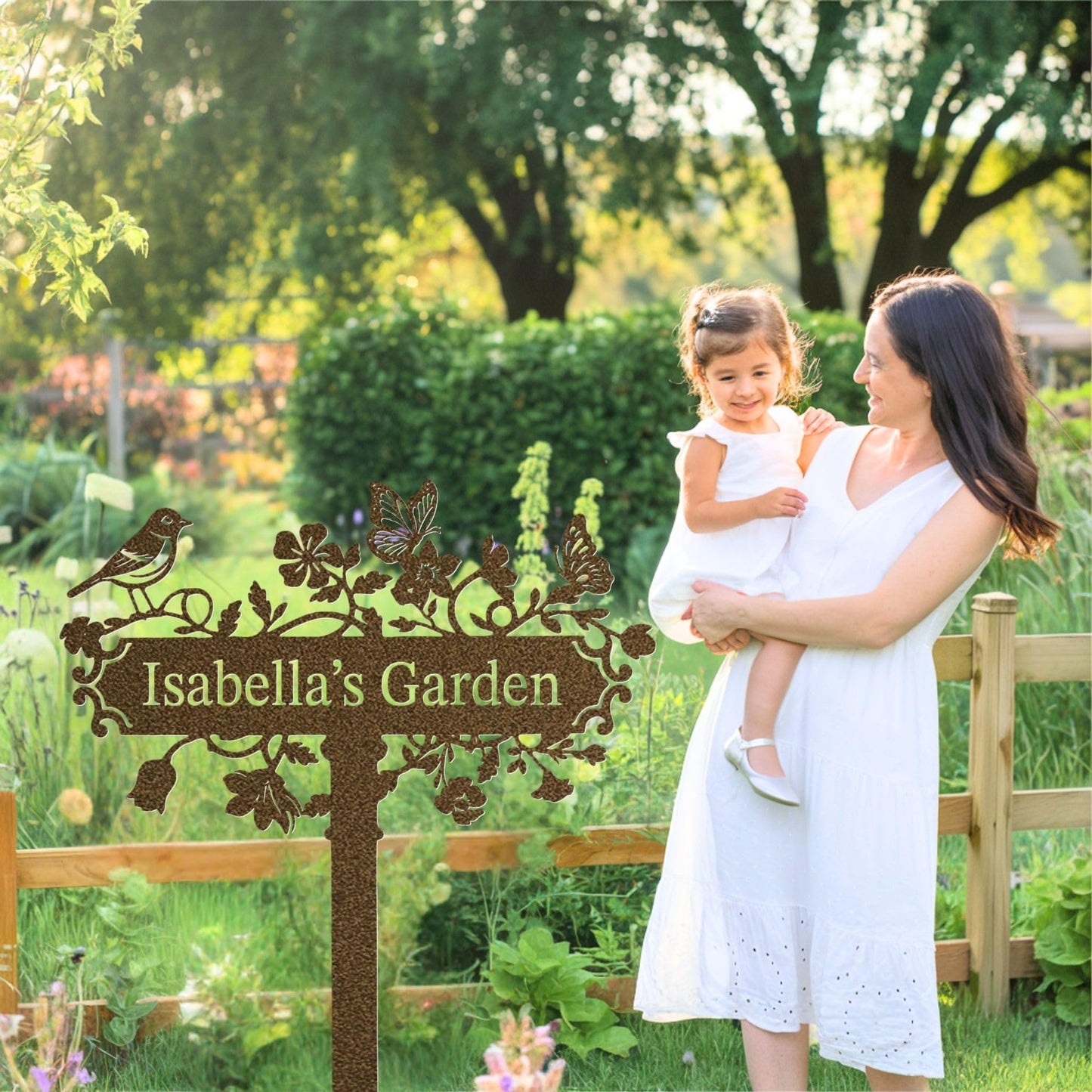 Custom Metal Garden Stake, Personalized Name Sign Decor, Hummingbird Yard Sign with Stakes, Outdoor Gardening Home Decor, Garden Metal Gifts for Gardeners
