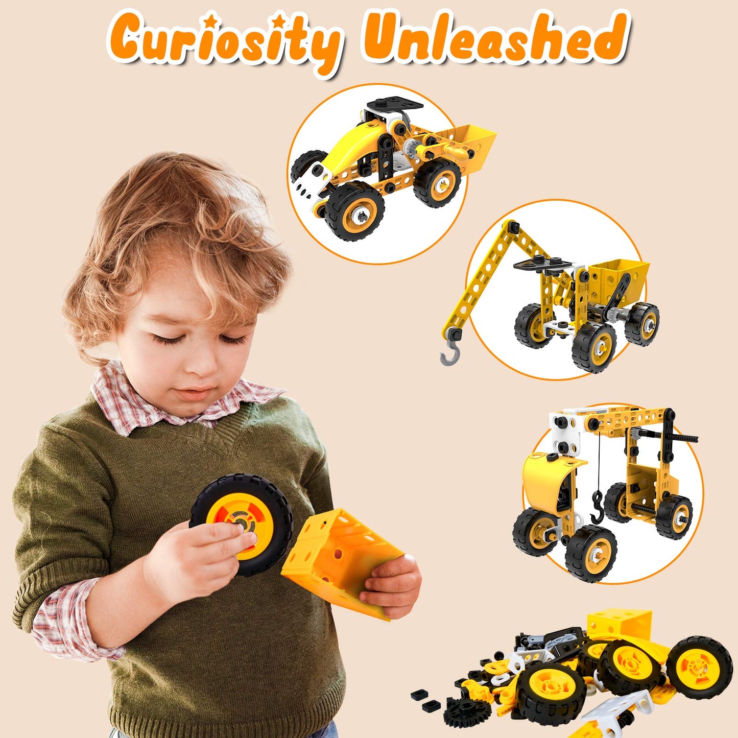 STEM Building Toys, 10 in 1 Construction Set for Preschool Kids, Educational Creative Games Holiday Idea Gift for 5+ Years Old, Stem Activities for Kids Ages 4-8 5-7 6-8 Boy Birthday Gifts