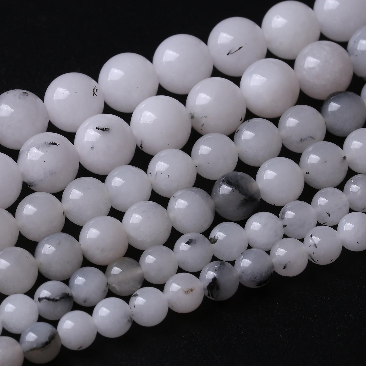 90PCS 4MM Black Rutilated Quartz Beads Round Loose Stone Beads for Jewelry Making DIY Energy Stone Healing Power Bracelet 15"