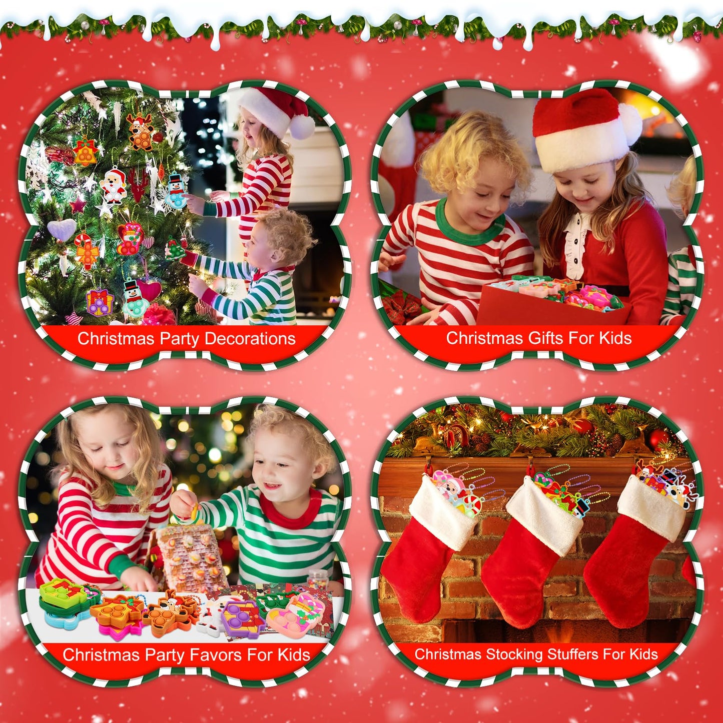 Christmas Party Favors for Kids Pop Fidget Toys,Stocking Stuffers for Kids,Christmas Goodies Bag Fillers,Xmas Gifts for Classroom,Christmas Fidgets Bulk