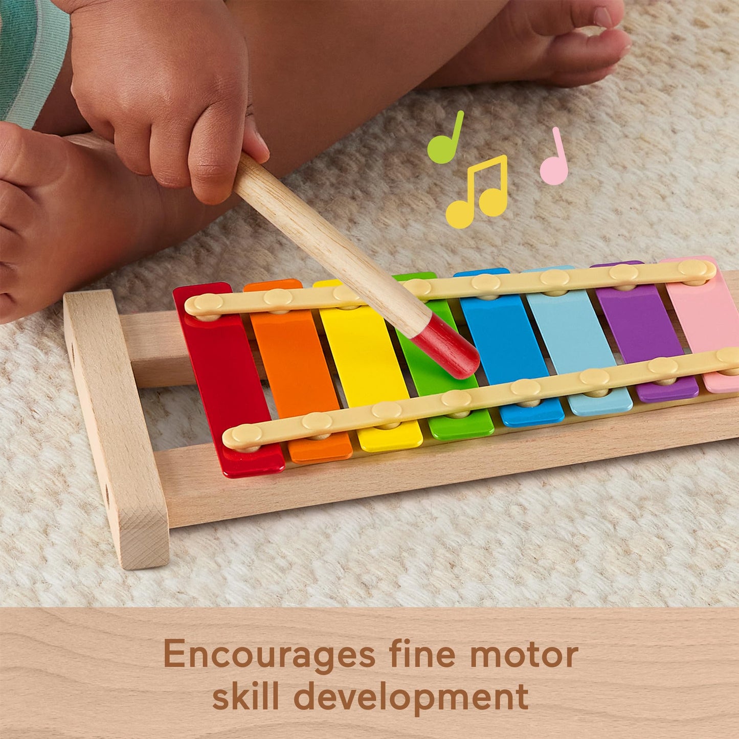 Fisher-Price Wood Toddler Toy Xylophone, Wooden Musical Instrument for Developmental Play Preschool Kids Ages 2+ Years