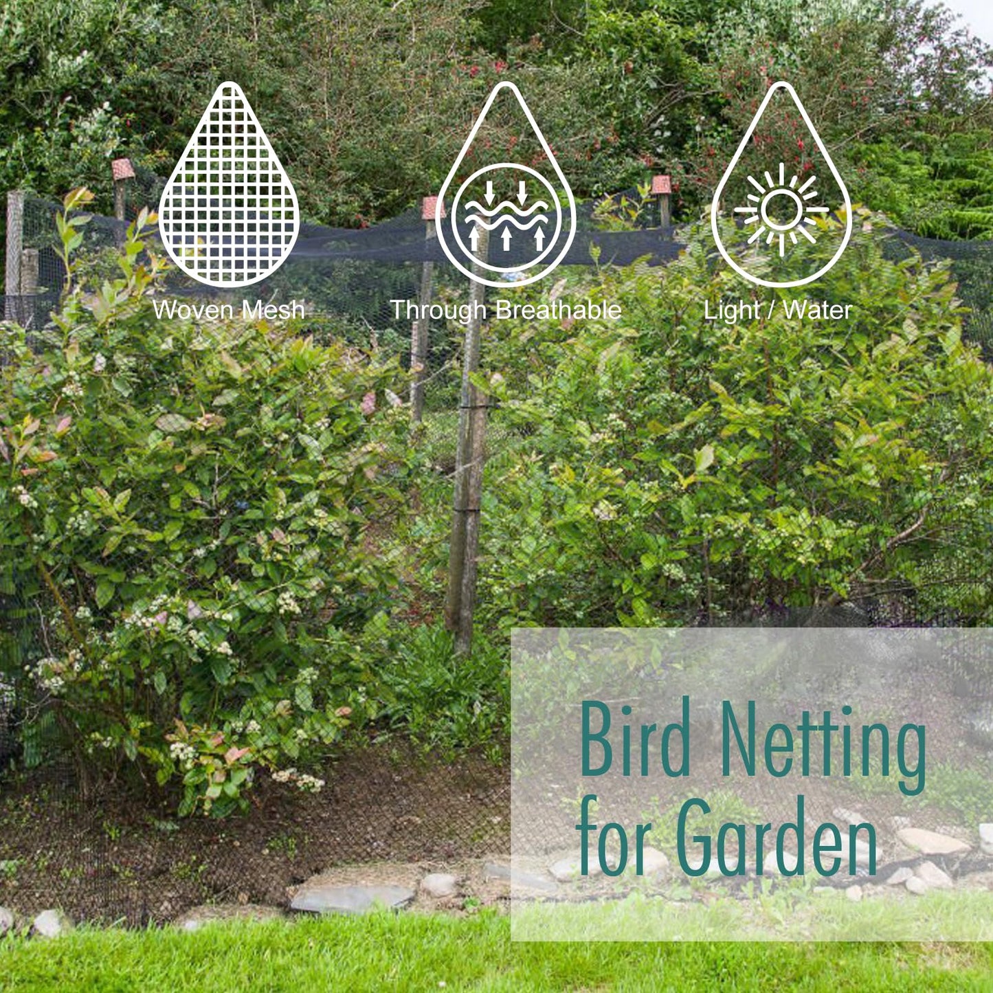 Bird Netting for Garden, Fetanten 7.5 x 100 FT Netting for Garden Protection Vegetables Fruit Trees Blueberry from Birds Deer Poultry, Heavy Duty Woven Mesh Net Animal Fencing with Ties and Staples