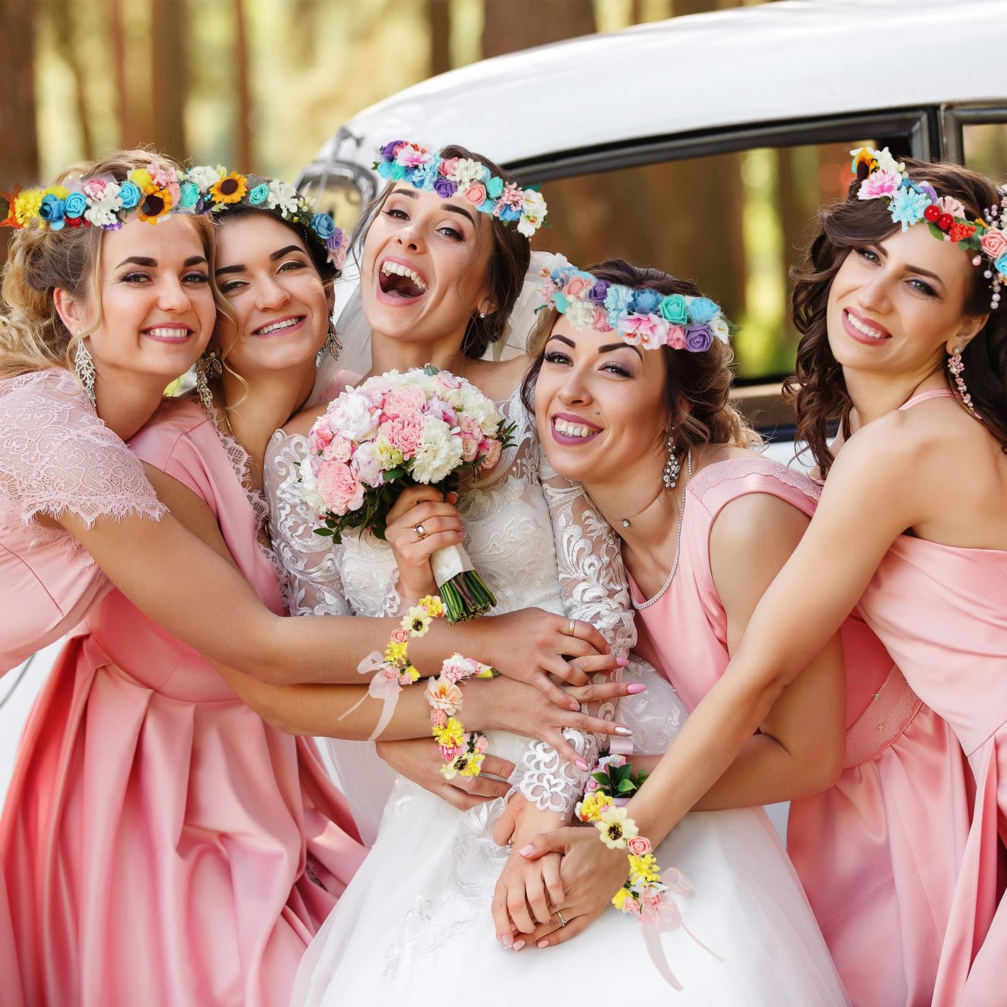 25 Sets DIY Flower Crowns Making Kit, 263 Pcs 10 Different Flowers, Make Your Own Flower Crown Headband Making Kit, Can Make 20 Flower Wreaths and 5 Bracelets for Women Birthday Party Gifts Decor