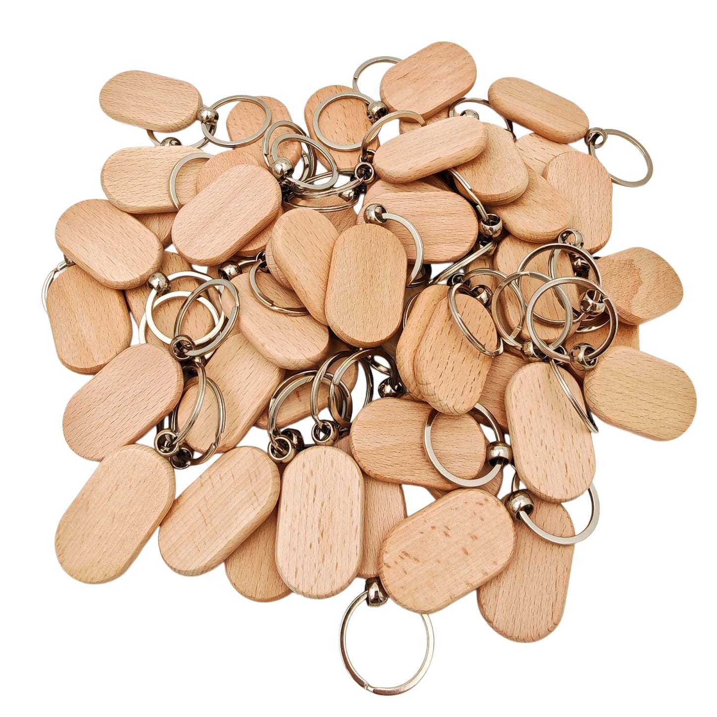 50PCS Wood Keychain Blanks,Unfinished Wooden Key Rings with Metal Loops for Laser Engraving DIY Craft Christmas Ornaments (Playground Shape)