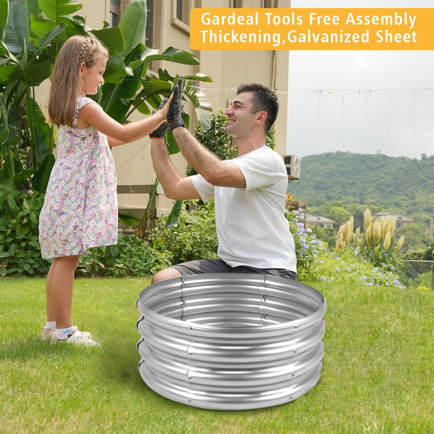 Gardeal Garden Galvanized Raised Garden Bed Kit - Metal Planter Box for Vegetables/Herbs/Flowers, Heavy-Duty Steel Outdoor Garden Box with Reinforced Edges (2x2x1 FT)