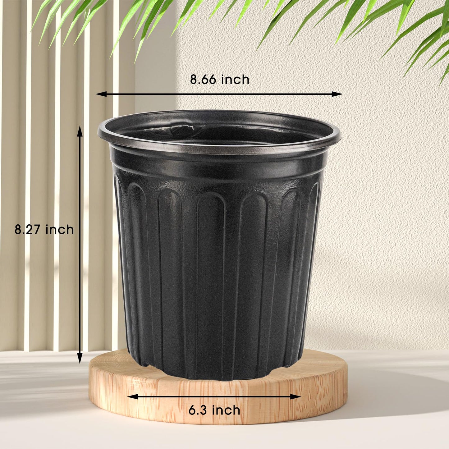 24Pack 2 Gallon Plant Nursery Pots, Thickened Soft Plastic Seedling Starter Pots, Plastic Plant Container with Drainage Hole for Indoor Outdoor Flower Seed,Succulents,Cuttings,Transplanting - Black
