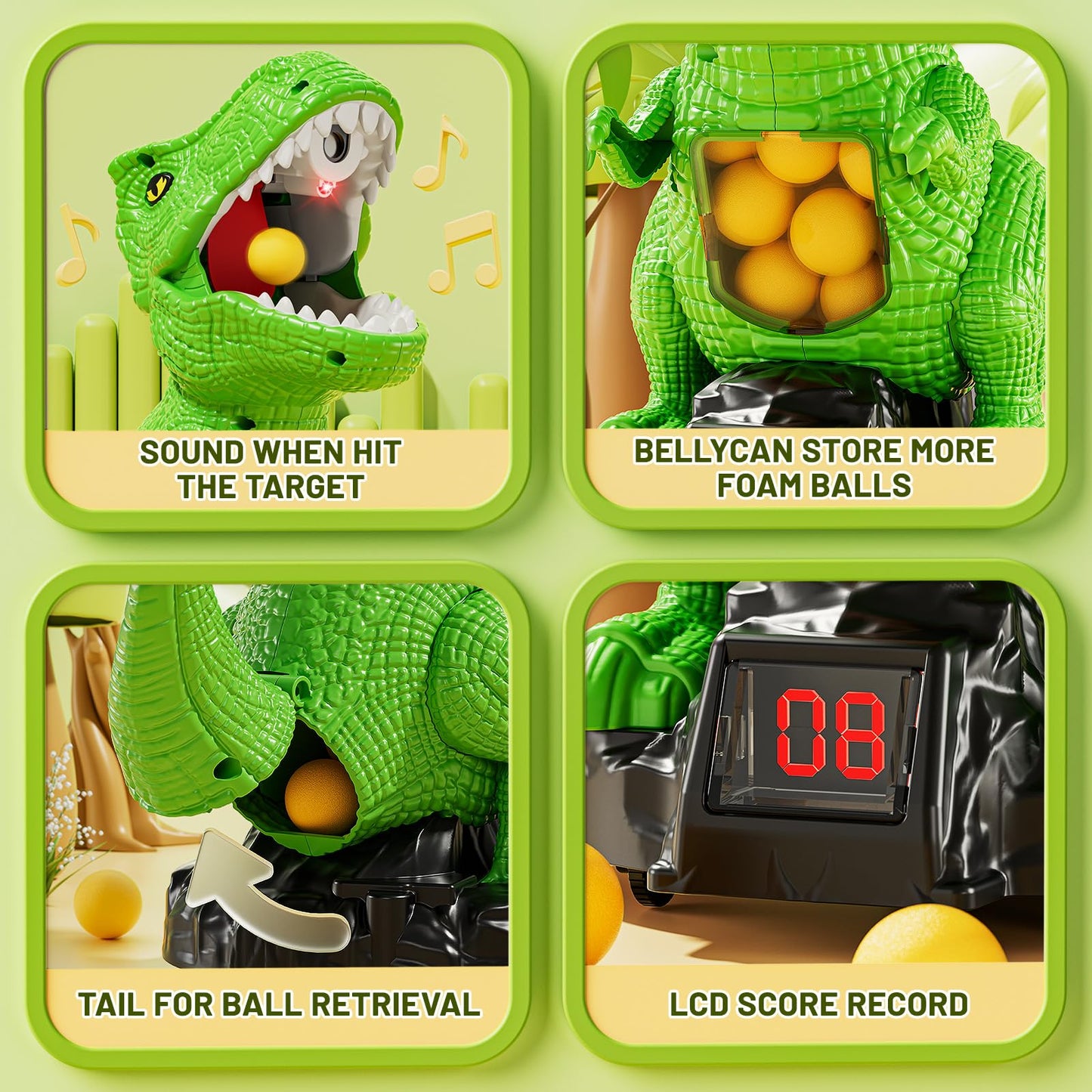 NIPLOOOW Dinosaur Shooting Toys for Kids 3-5 Years, Movable Target Shooting Games with 2 Air Pump Launcher, Interactive Competition Game Gift for Boys and Girls Ages 3 4 5 6 7 8 Years Old