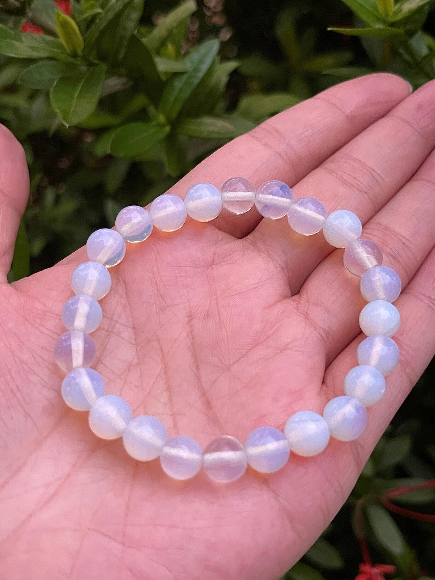 GAF TREASURES Opalite Crystal Bead Bracelet 8mm, Genuine Opalite Stretch Gemstone Bracelet, Healing Crystal Bracelet, Gift for Men & Women (1)