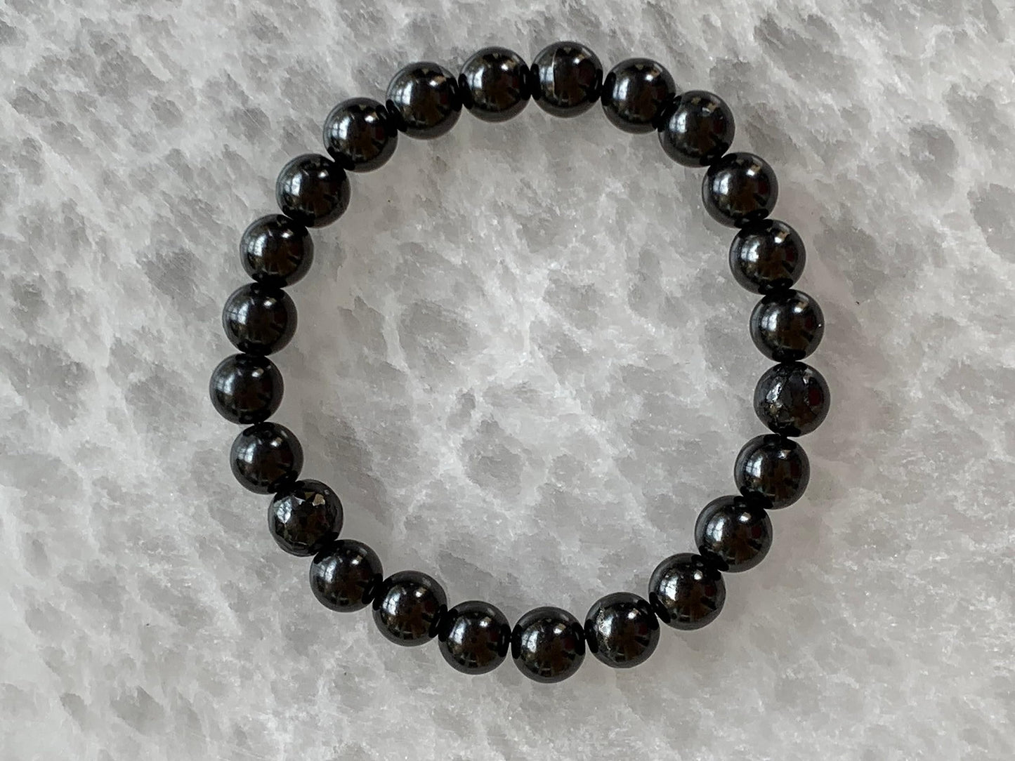GAF TREASURES Shungite Crystal Bead Bracelet 8mm, Genuine Shungite Stretch Gemstone Bracelet, Healing Crystal Bracelet, Gift for Men & Women (1)