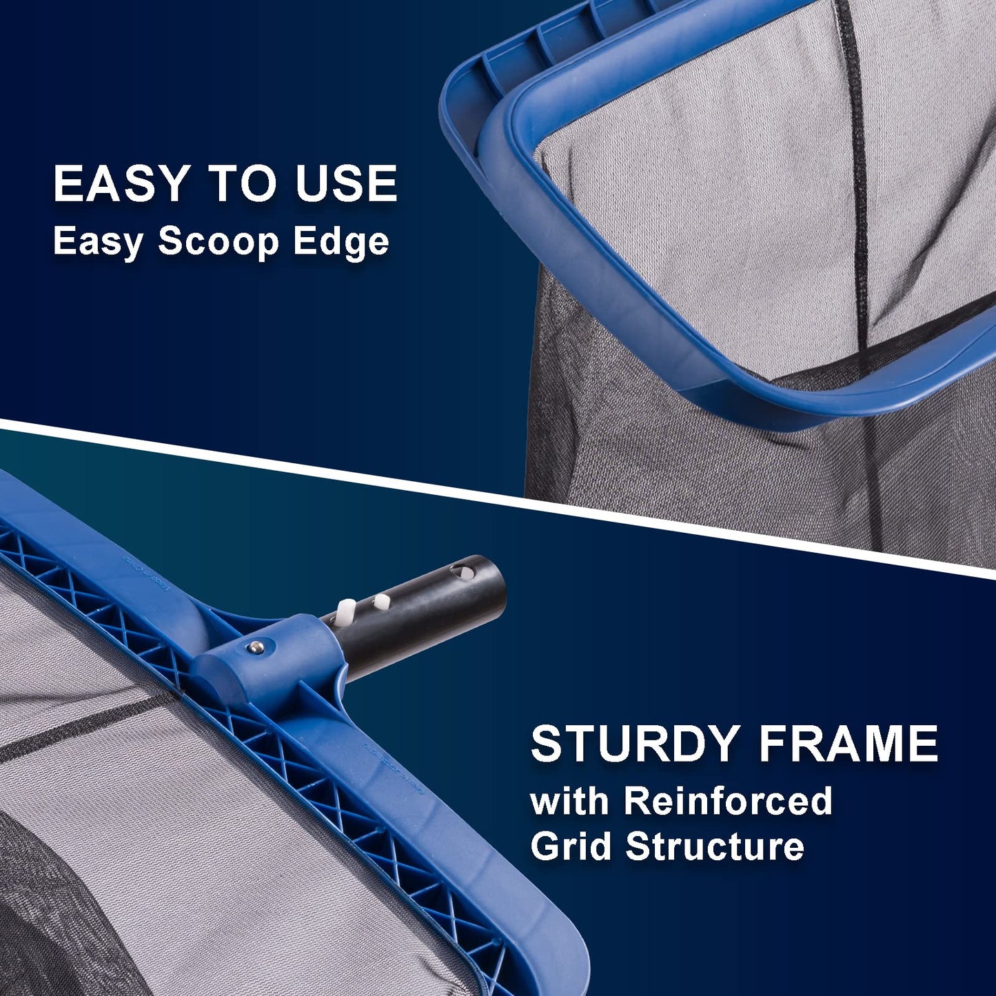 Fine Mesh Pool Skimmer Net & Pool Brush Kit, Durable Pool Cleaning Kit Includes Pool Net Skimmer with Sturdy Frame &17.5" Professional Pool Brush Head for Inground Pools & Above Ground Pools