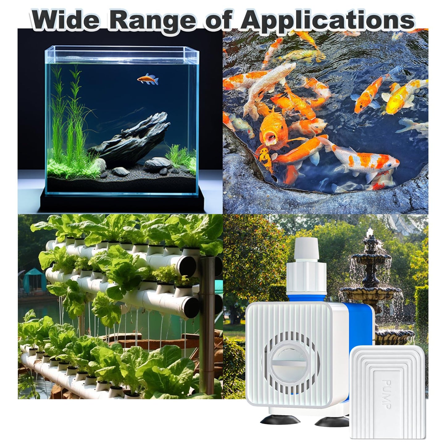 Knifel Fountain Pump 530GPH Submersible Water Fountain Pump Outdoor with 6.5ft Cord, Small Water Pump for Fountains, Fish Tank Water Pump