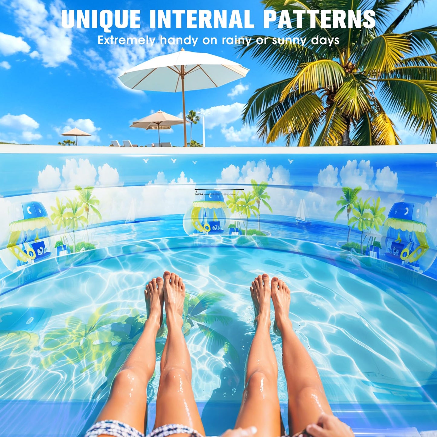 Lanblu 2026 Extra Large Upgraded Inflatable Pool with Canopy,Inflatable Family Lounge Pool,Round Blow Up Pool for Adult with Bench&Backrest,Swim Center Easy Backyard Pools for Kids & Adults90*90"*80"