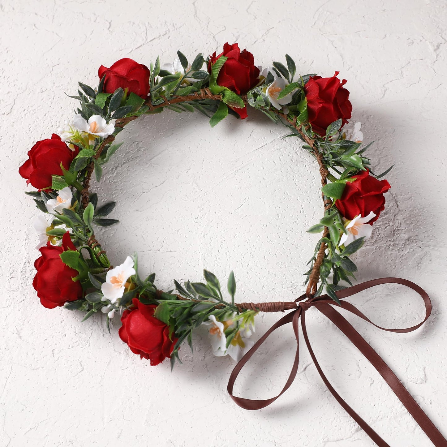 KorViSHOW Rose Hair Flower Crown - Girl Flower Crown Decoration Rose Celebration Round Floral Head Bride Wedding Renaissance Festival Party Birthday Ball Photo Accessories